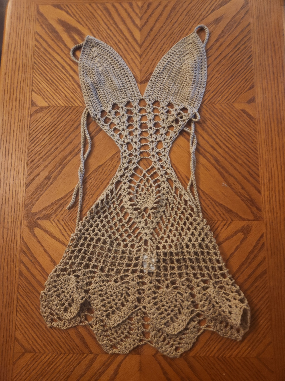 Love Tree Taupe Crochet Halter Swim Cover-Up